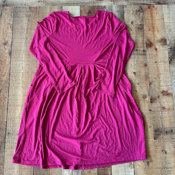 Zenana Premium Women's 2X Dress Pink Knit Stretch A Line Midi Length - Picture 6 of 6